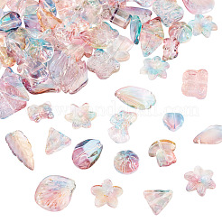 64 Stück transparente Glasperlen mit Farbverlauf&nbsp;GLAA-TA0003-48F