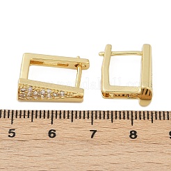 Orecchini a cerchio in ottone rettangolare con micro pavé di zirconi cubici trasparenti&nbsp;EJEW-L299-07G