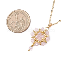 Collares colgantes con cuentas de vidrio de colores AB y cuentas de semillas hechas a mano con flores&nbsp;NJEW-MZ00084-05