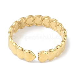 Ionenbeschichtung (IP) 304 Edelstahl Emaille Herz Manschette Fingerringe&nbsp;RJEW-L107-089G-01
