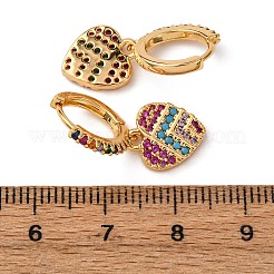 Herz Messing Micro Pave Creolen aus klarem Zirkonia&nbsp;EJEW-F384-09G