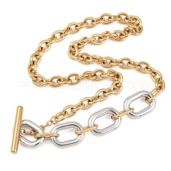 Collana con catena a maglie ovali in acciaio inossidabile 304 bicolore per donna&nbsp;NJEW-T020-02D-GP
