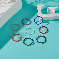 Set di anelli elasticizzati con perline rotonde in vetro bling 8 pz 8 colori per le donne&nbsp;RJEW-JR00539
