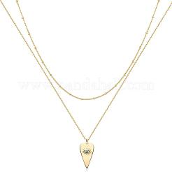 Doppellagige Halsketten mit bösem Blick und Herz-Legierung und Indicolite-Strass-Anhänger für Frauen&nbsp;FS-WGF5420-01