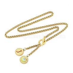 Collar con colgante de letra y ojo de acero inoxidable 304 con baño de iones (IP) y esmalte rojo.&nbsp;STAS-Z102-01G-J