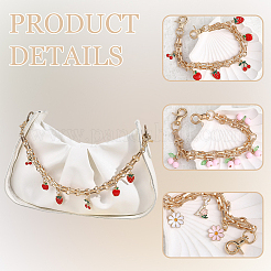 3 pièce 3 styles alliage émail fleur cerise pomme fraise breloque alliage sac chaînes décoratives&nbsp;AJEW-CN0006-07
