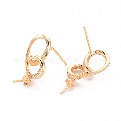 Boucles d'oreilles en laiton micro pave clair zircone cubique&nbsp;KK-T062-232G-NF