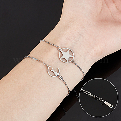 6 bracelet à maillons pentacle en acier inoxydable 201&nbsp;BJEW-UN0001-16P