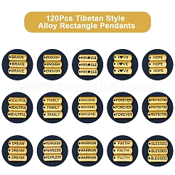 120 pz ciondoli rettangolari in lega di stile tibetano&nbsp;FIND-FS0003-62