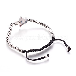 Verstellbare geflochtene Perlenarmbänder aus Edelstahl 304&nbsp;BJEW-L655-012