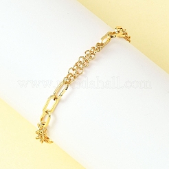 Messing-Roloketten und Büroklammerketten-Armbänder für Damen&nbsp;BJEW-JB12779