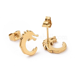 Pendientes pequeños de dragón de acero inoxidable 304 para hombres y mujeres&nbsp;LS-EJEW-G318-07G
