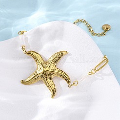 Bracciali a maglie a forma di stella marina in acciaio inossidabile 304&nbsp;BJEW-L708-08G