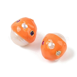 Perles de culture d'eau douce naturelles avec perles en émail de zircone cubique&nbsp;PEAR-G014-02B