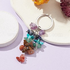 Chakra-Schlüsselanhänger aus natürlichen und synthetischen Edelsteinsplittern&nbsp;KEYC-JKC00534-02