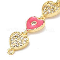 Ciondoli con connettore a maglie a cuore in ottone micro pavé di zirconi cubici trasparenti&nbsp;KK-H539-14G-02