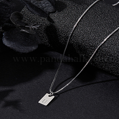 Collier avec pendentif rectangulaire en forme de lettre en acier inoxydable 1 pièce&nbsp;NJEW-LP0001-34U-P