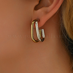 Boucles d'oreilles à double couche en acier inoxydable 304 à motif géométrique pour femmes&nbsp;SL0180-2