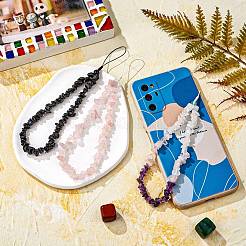 Cinturino da polso con cordino per telefono cellulare con chip di ametista naturale&nbsp;HJEW-SW00018-02