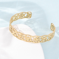 Braccialetti a polsino in acciaio inossidabile 304 per donna&nbsp;BJEW-C155-01A-G