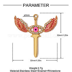 Pendentifs en acier inoxydable 304 avec émail rouge&nbsp;SA-OY002-24G-01
