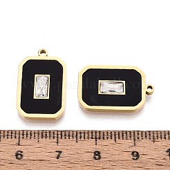 304 Edelstahl-Kristall-Strass- und Acryl-Rechteckanhänger&nbsp;STAS-T071-15G