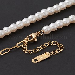 Collar con colgante de corazón de acero inoxidable 304 con baño de iones (IP) y perla acrílica para mujer&nbsp;NJEW-P262-27G