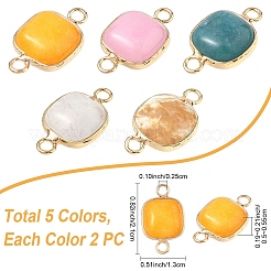 10 Stück 5 Stile Tigerfell Glas & gefärbt natürliche weiße Jade & Quarz Kristall quadratische Verbinder Verbinder Charms&nbsp;G-YW0002-75