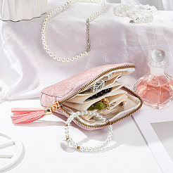Pochettes à bijoux en velours avec fermeture éclair et pompon&nbsp;ABAG-PA0001-01B