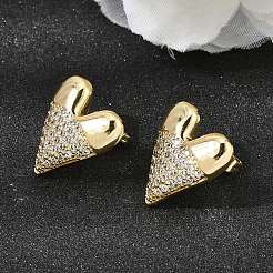Orecchini a perno da donna in ottone con zirconi trasparenti per San Valentino&nbsp;EJEW-A162-07G
