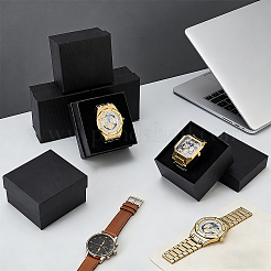 Boîtes d'emballage de montres en carton texturé à rayures&nbsp;CON-WH0100-71B