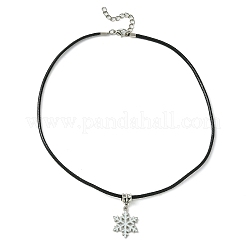 Legierung Emaille Schneeflocke Anhänger Halsketten&nbsp;NJEW-JN04538-01