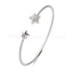 Bracelet manchette ouvert en zircone cubique transparente&nbsp;BJEW-G737-01P-04