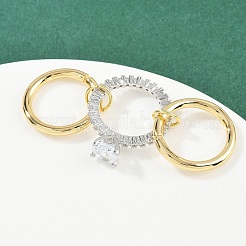 Messing-Fingerringe mit Mikropavé und Zirkonia für Damen&nbsp;RJEW-P160-01C-G01