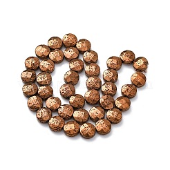 Fili di perle di roccia lavica naturale elettrodeposta&nbsp;G-A256-F01-01D