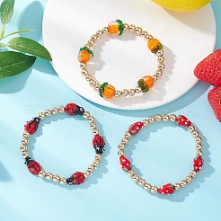 Bracelet extensible en perles de verre filé et d'hématite synthétique non magnétique (3 pièce) pour femme&nbsp;BJEW-JB12943