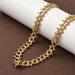 304 Edelstahl Kugel Quaste Cuban Link Kette Halsketten&nbsp;NJEW-K249-22G