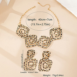 Set di orecchini e collane in lega con geometria a spirale quadrata e stampa leopardata per donna&nbsp;FS-WGA43E4-01