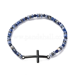 Bracelets extensibles avec perles en lapis-lazuli naturel&nbsp;BJEW-F493-07EB