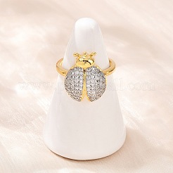 Bague manchette en laiton avec micro pavé de zircones cubiques pour femme&nbsp;RJEW-L132-01G