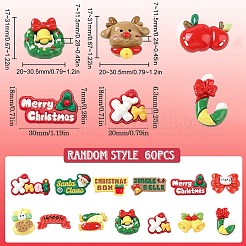 60cs 2 Stile Weihnachten opake Harz Decoden Cabochons&nbsp;RESI-SP0001-02A