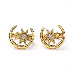 Boucles d'oreilles huggie huggie en laiton micro pave clair&nbsp;EJEW-H121-15G