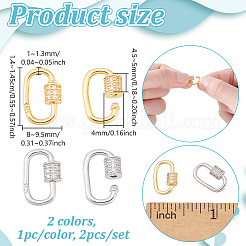 2 Stück 2 Farben 925 Sterling Silber Strass Schraube Karabiner Schloss Charms&nbsp;STER-NB0001-35