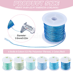 6 Rolle 6 Farben 12-fädiges Polyester-Metallic-Garn&nbsp;OCOR-SC0001-06B