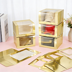 Boîtes de rangement pliables en carton pour cadeaux avec fenêtre transparente en PVC&nbsp;CON-WH0099-66C