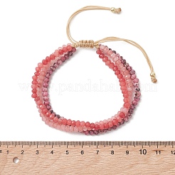 Bracelets multi-rangs ajustables en perles de jade naturel teint de Malaisie pour femmes et hommes&nbsp;BJEW-JB13577-02