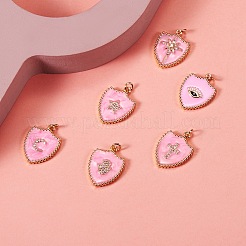6 pz 6 stili in vero ottone placcato oro 18k micro pavé di ciondoli smaltati di zirconi trasparenti&nbsp;ZIRC-SZ0001-36A