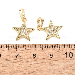 Placage de crémaillère en laiton micro pavé breloques en zircone cubique claire&nbsp;KK-H434-37G