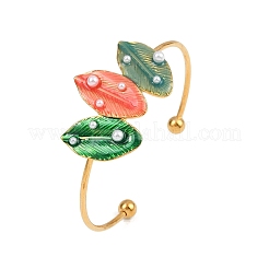 304 Edelstahl Emaille Manschette Armreifen für Damen&nbsp;LS-BJEW-A049-02A-G