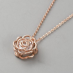 Set di gioielli in ottone rosa cavo con micro pavé di zirconi cubici&nbsp;SJEW-WH0004-16RG
